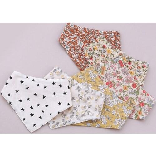 Baby Feeding Drool Bib Double Sided Snap Button Saliva Towel Soft Cotton Triangle Burp Cloth for Newborn Toddler