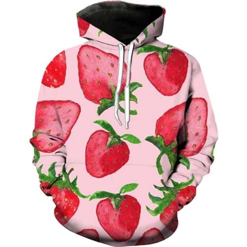 2021 Men Hoodies teens white spring coat women fruit Strawberry-harajuku sweatshirt women pink clothing cute