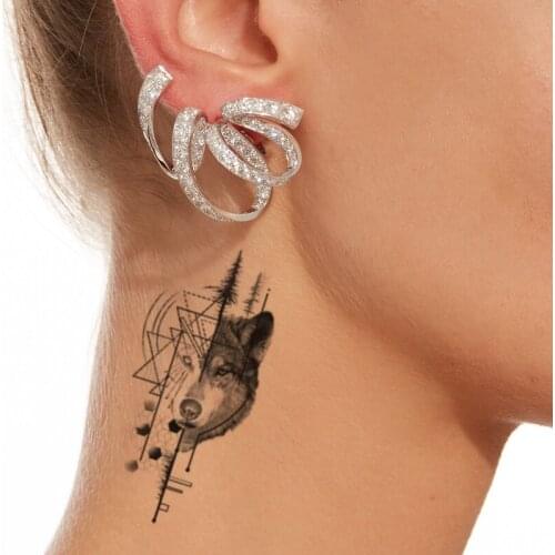 Waterproof Black Tattoo Sticker Temporar Fake Tattoo Geometric Arm Neck Leg Tattoo Wolf Forest Sticker Fake Tattoo for Woman Men