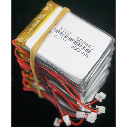 XINJ 10pcs 3.7V 900 mAh 2pin JST 1.5mm plug 603443 Lithium Polymer Rechgerable Li-ion Battery For Camera E-book Phone Tablet PC
