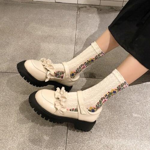 Japanese cute soft girl college style ladies small leather shoes spring new wild round toe Lolita Mary Jane shoes