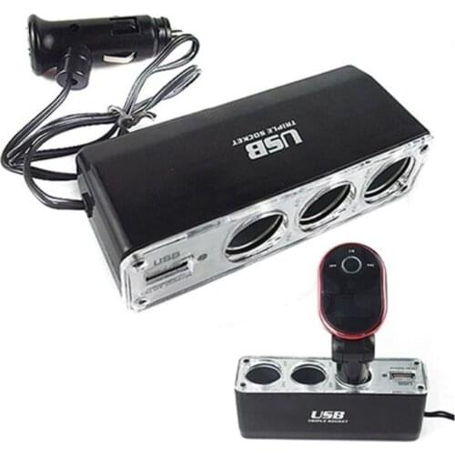 TiOODRE 3 Way Charger Car Cigarette Lighter Power Spliter USB Triple Car Socket Charger DC 12-24V Car Cingarette Lighter Durable