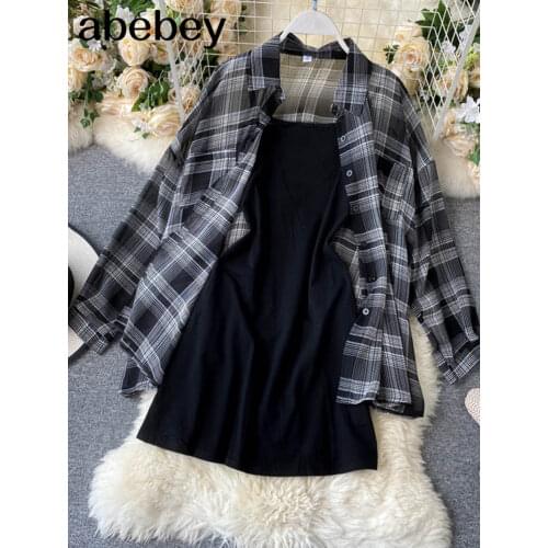 2 piece outfits for women autumn clothes long sleeve top cardigan coat and sleeveless black dress casual two piece set