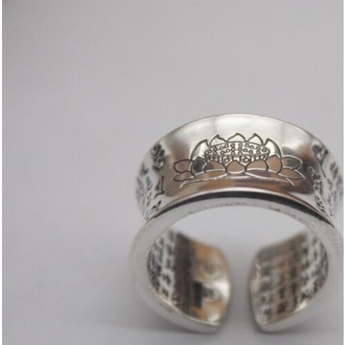 New Sterling Silver S925 Ring For Women Men Ring Female Lotus Heart Word Unique Designed Ring 12mmW 2018 US 7-12 Fashion Hot
