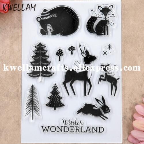 Winter WONDERLAND Deer Tree Bear Scrapbook DIY photo cards rubber stamp clear stamp transparent stamp 10x15cm KW8091120