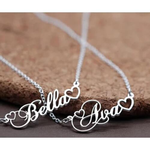 Gold Stainless Steel Dainty Name Jewelry Custom Letters Statement Women Nameplate Pendant Necklace Best Wedding Gift for Lovers