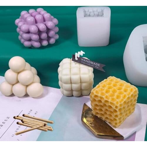 1 Pcs Square Honeycomb Pattern Candle Mold Handmade Scented Candle Diy Art Candle Silicone Mold Gypsum Soap Molds