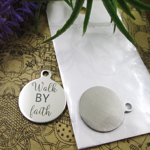 10pcs--"Walk By Faith"stainless steel charms 5 styles for choosing DIY Charms for necklace bracelets