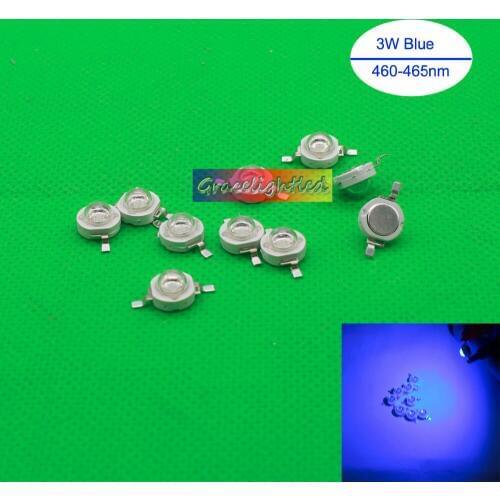 100pcs 3W watt Royal Blue 445-455nm High Power led chip for fish tank light diy