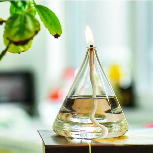 2pcs/pack Cone Shaped Glass Oil Lamp Wedding Decoration Handcraft Glass Candele Qrofu Mate Friend Gift Candle
