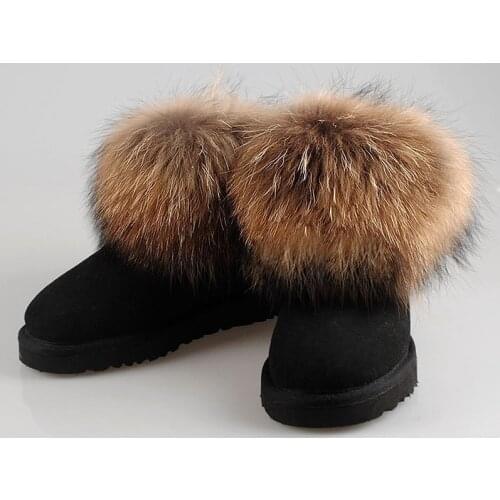 2019 Free shipping! Brand natural furcowhideand Fox Wool winter warm snow boots women shoes,7 colors