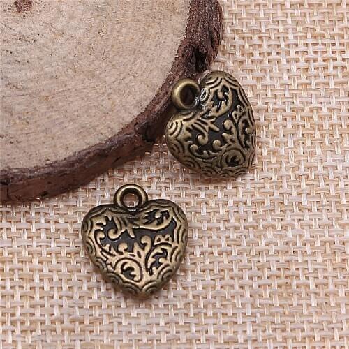 26pcs 17x15mm antique bronze Double-sided thick peach heart charms diy retro jewelry fit Earring keychain hair card pendant