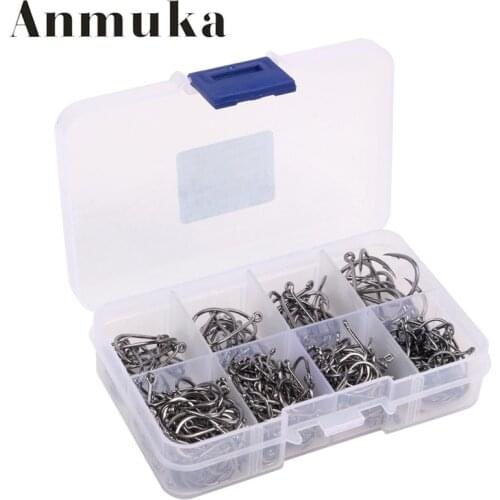 300pcs Fishing Hooks Set #3-#16 Freshwater Fishing Hooks Carp Fishhooks Barbed Hooks Kit Jigging Bait Carp Fishing Hook