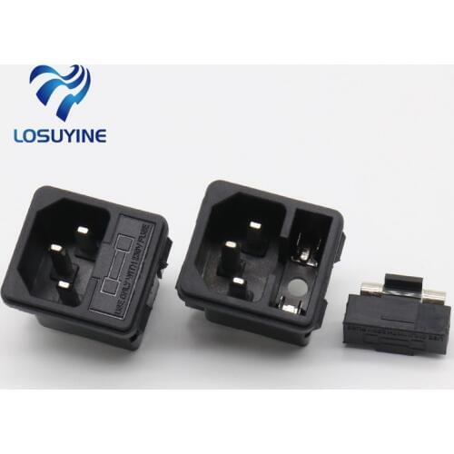 5 x IEC 320 C14 Inlet Male Power Plug Sockets Clamp Type w Fuse Holder