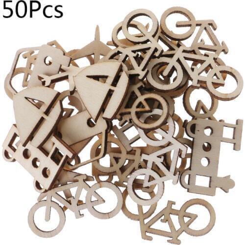 50pcs Laser Cut Wood Transportation Embellishment Wooden Shape Craft Wedding Decor 19QB