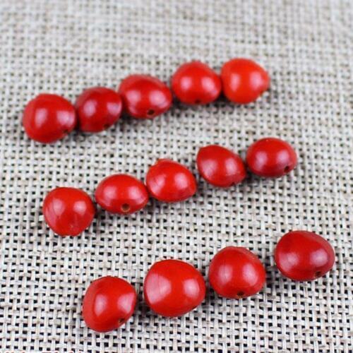 50pcs/lot Natural Red Bean Charm Loose Wood Beads 8mm Love Pea Craft Wooden Spacer Beads For Lovers DIY Jewelry Making Bracelets