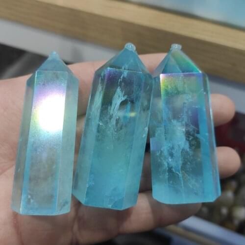 6-10cm Natural Crystal Column Electroplating Wand Point Healing Stones Aquarium Crafts Making Ornaments Home Decor