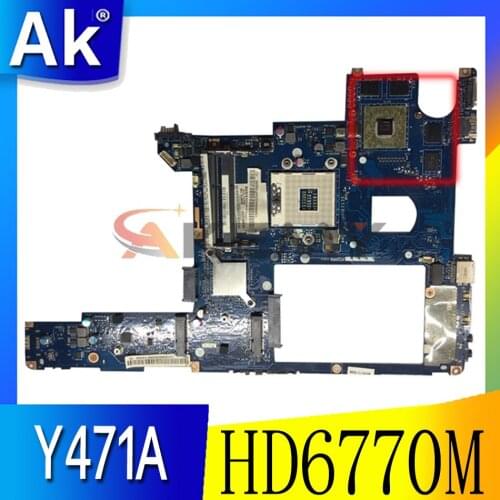 Akemy For Lenovo Y470 Y471A Laptop Motherboard QIQY2 LA-6884P MAIN BOARD HM65 DDR3 HD6770M 1GB Video card