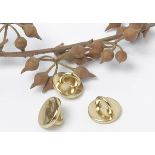 Free shipping 100pcs/lot 10mm with handle tall gold Small metal mushroom button flat shirt sweater metal button