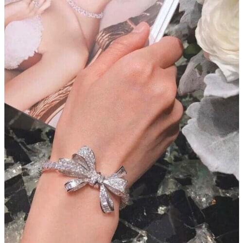 Fashion accessories butterfly bowknot bracelet for women 925 sterling silver Gr brand full zircon jewelry