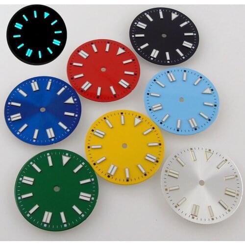 31mm Nologo Blue/Green/Black Watch Dial Face fit NH35A NH36A ETA 2836 2824 MIYOTA 8215 Luminous Index