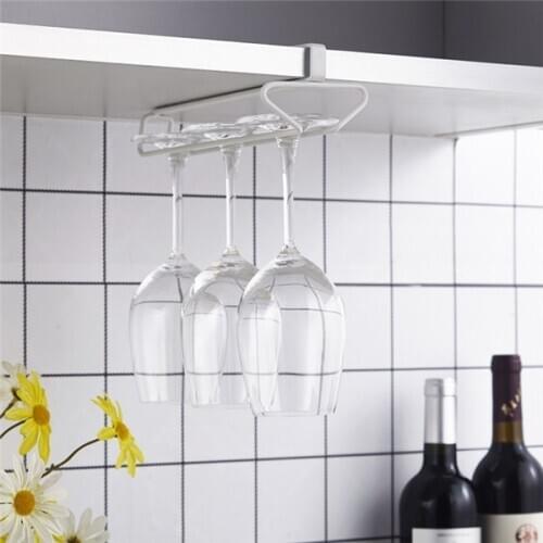 High quality useful Stainless Steel Wine glass holder Wine Rack Glass Holder Hanging Bar Hanger Shelf Bar kitchen storage