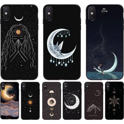 FHNBLJ Magic Moon Tarot Pattern Soft Phone case Cover for iphone 11 12 mini Pro Max X XS MAX 6 6s 7 8 plus 5 5S 5SE XR SE2020