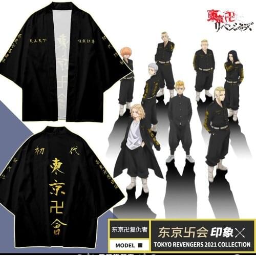 Tokyo Revengers T-shirt Hanagaki Takemichi Ken Ryuguji Anime T-Shirt Polyester Summer Tees Tops Black and White Pattern Haori