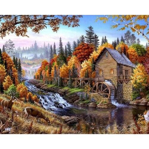 GATYZTORY Autumn Landscape DIY Painting By Numbers Modern Home Wall Art Canvas Painting 40x50cm Arts
