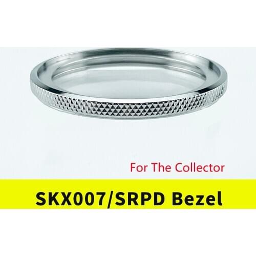 Compatible with SKX007/SKX173/SKX175/SRPD Knurled Bezel Silver Polished Finish 316L Stainless Steel Included Gasket