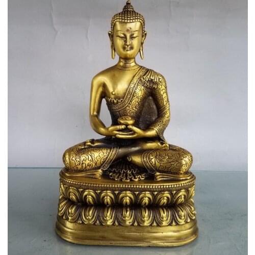 China brass sit lotus Sakyamuni Buddha crafts statue