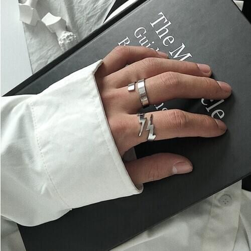 Korean Style Lover Massive Lightning Ring For Man Women Elegant Jewelry Valentines Day Gift Stainless Steel Wedding Anel Gift