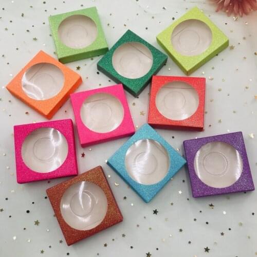 Lashes Box Can Fit3D 5D Mink lashes 25MM 27MM Mink Lashes Square Box with Trays Glitter and Pretty Flash Film Lashes Packing