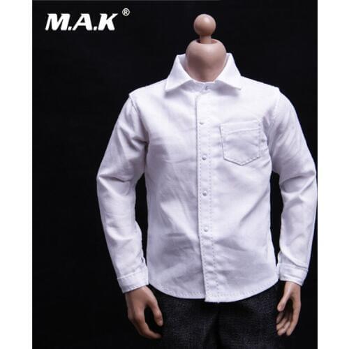 Hot 1/6 Toys man Clothing Classic White Shirt man long sleeve white shirt Clothes F 12" Male Doll Figure Toys Accessories