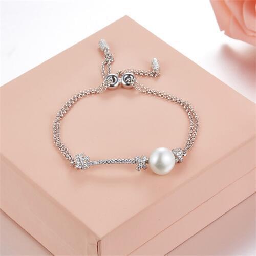 Fashion Monaco Brand Knot Pearl bracelet Luxury solid 925 sterling silver hand chain mirco zircons adjustable macram bracelet