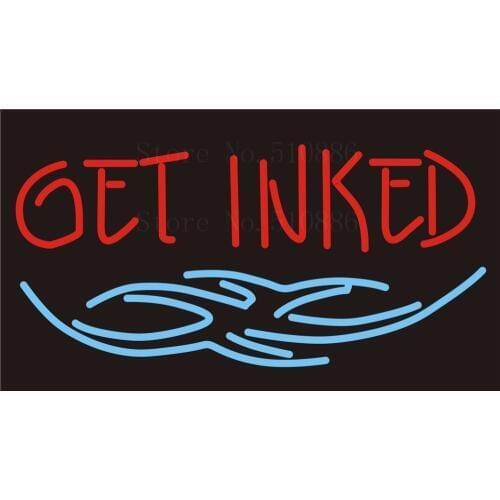 Custom Signage NEON SIGNS For Get Inked Real GLASS Tube BAR PUB Signboard Display Decorate Store Shop Light Sign 17*14"
