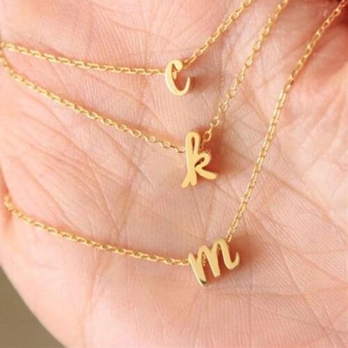 Lower Case Letters Necklace Tiny Initial A-Z Pendant Clavicle Chain 2021 Wholesale New Fashion Golden Jewelry Gift Idea Couples