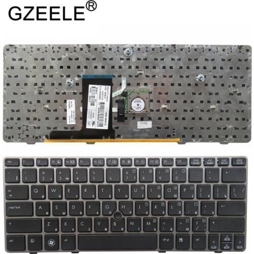 GZEELE New for EliteBook 2560 2560P 2570 2570P RU laptop keyboard with Gray border with Mouse pointer
