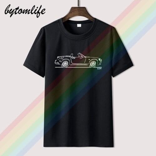 Original Art Sketch classic car t-shirt, Fiat 124 Spider 2019