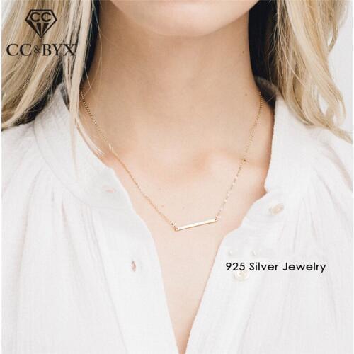 CC Pure Silver 925 Necklaces For Women Simple Classic Long Link Chain Square Pendant Career Jewelry Simple Accessories CCN306