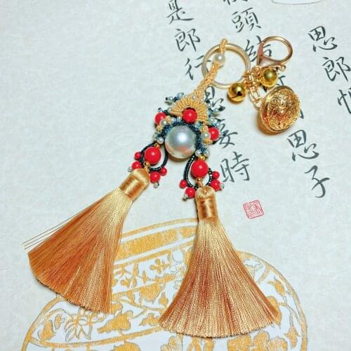 Guofeng Pendant Hand-woven Linlang Flower Marriage Pendant Ping An Charm Car Keychain Pendant