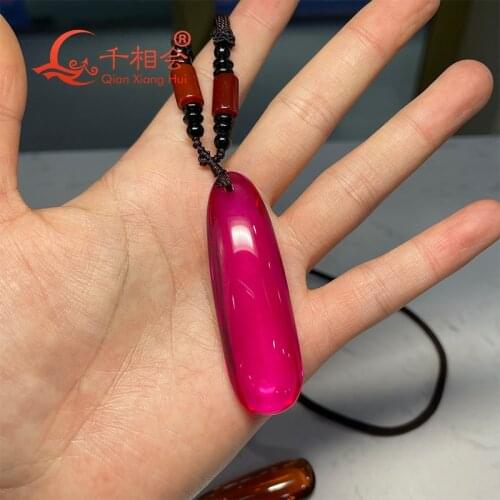 203.6ct 20*68mm synthetic lab created rose pink sapphire corudnum pendant necklace jewelry