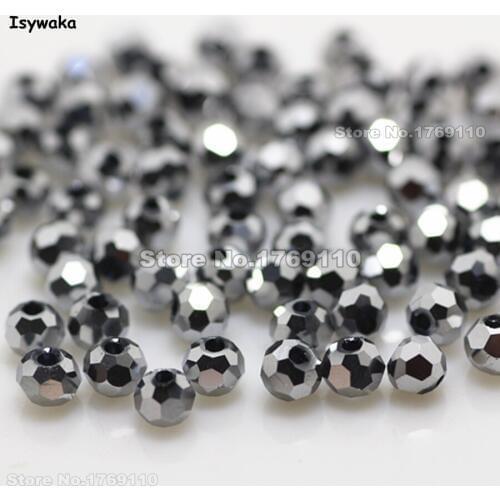 Isywaka Sale Shining Silver Color 100pcs 4mm Round Austria Crystal Bead Ball Glass Bead Loose Spacer Bead DIY Jewelry Making