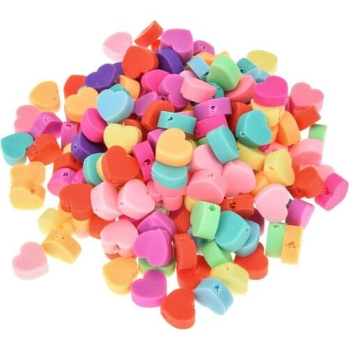 100Pcs/lot Love Heart Polymer Clay Spacer Loose Beads for DIY Bracelet Necklace Jewelry Making Supplies