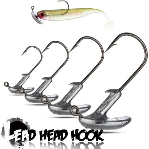 5PCS/Lot Tumbler Lead Head Hook Jig Fishing Hook 3.5g 5g 7g 10g 14g Strengthen Barbed Hook Soft Lure Fishing Tackle accessories