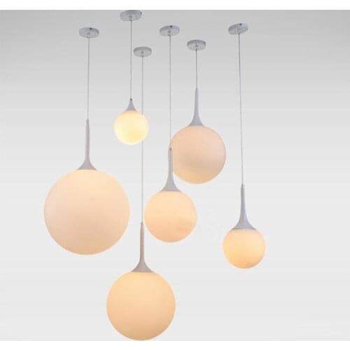 Modern Milk Globe Glass Shade Ceiling Light Restaurant Bar Villa Hotel Pendant Lamp Decor Lighting Fixture PA0639
