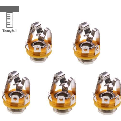 Tooyful 5 Pieces 6.35mm Stereo Input Output Jack Plug Sockets DIY for Electric Guitar Bass Parts