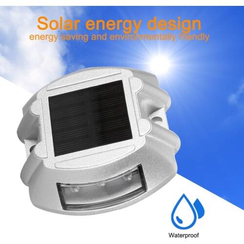 Solar Powered Die-Casting Aluminum Waterproof 6 LED Road Stud Light Rear Warning LED Parking Lamp For Driveway Lawn Ground