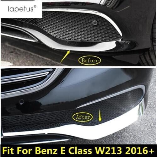 Lapetus Accessories Fit For Mercedes Benz E CLASS W213 2016 - 2019 Front Head Bumper Stripes Strip & Protector Corner Cover Trim