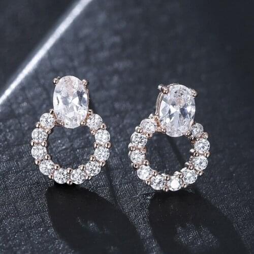 DE351 Fashion Street Snap Elegant Delicacy Circular Ring Flower Zircon Earring Gift Party Banquet WOMENS Jewelry Earrings